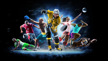 Eine Collage von Sportlern aus verschwenden Sportarten in Aktion.